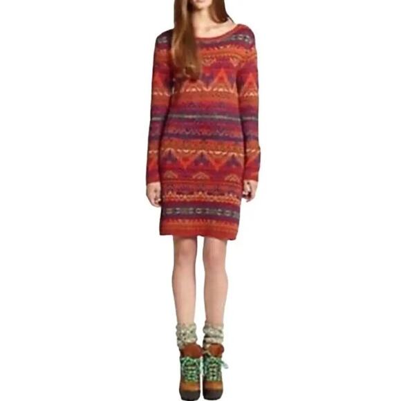 Polo Ralph Lauren Red Beacon Southwestern Aztec Knit Sweater Dress Size S - Picture 1 of 10
